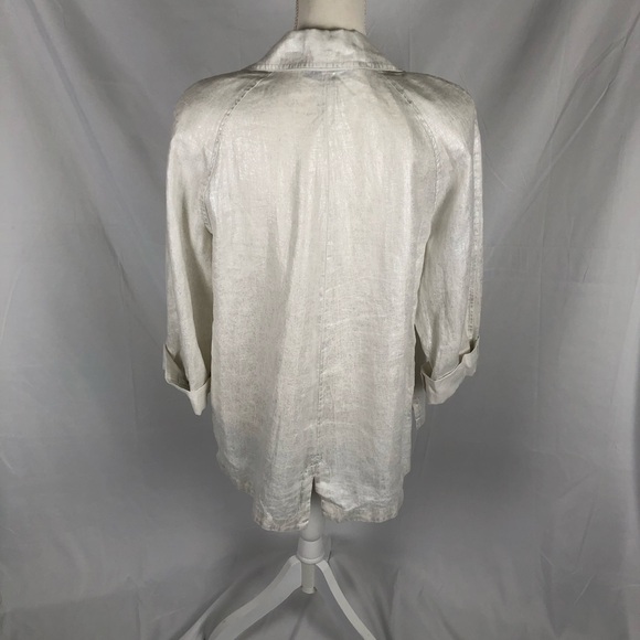 Elliott Lauren Linen Silver Metallic Women's Open Front Blazer - Picture 4 of 7